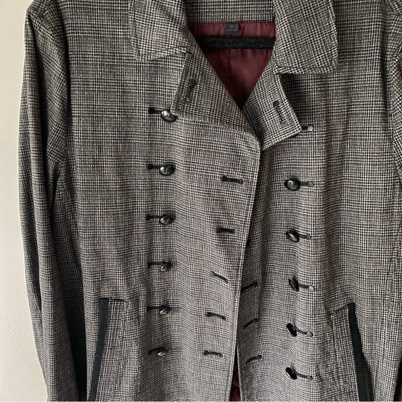 John Varvatos Luxe USA Linen Blend Double Breasted Plaid Trench Coat - M - Picture 7 of 16